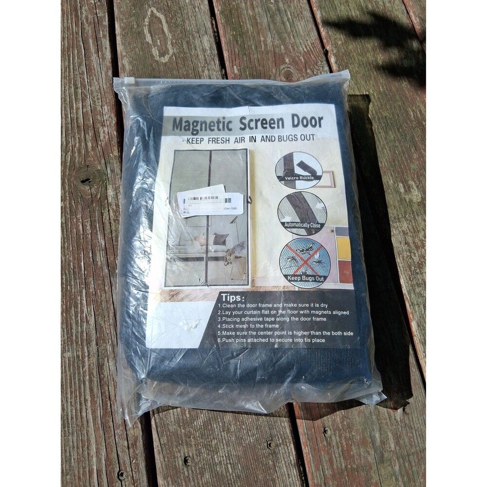 Magnetic Mesh Screen Door Black 72" x 83" NEW in Package